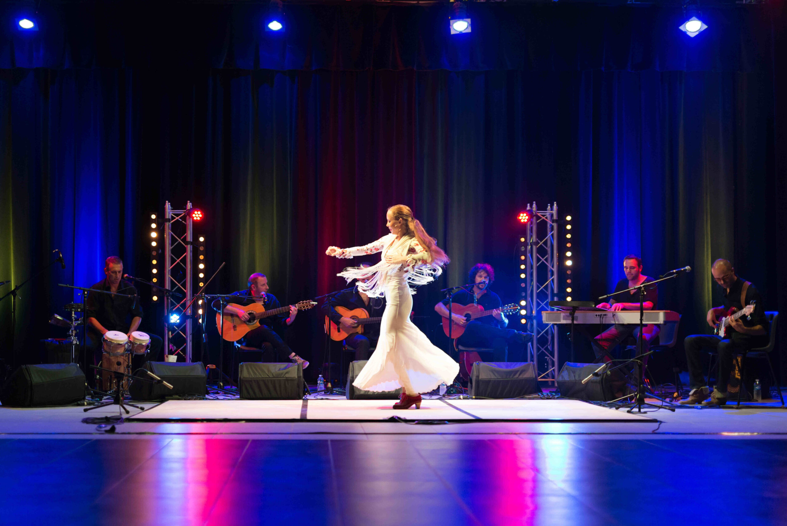 "Los De La Noche" Show – Featuring five musicians with their instruments and a flamenco dancer.