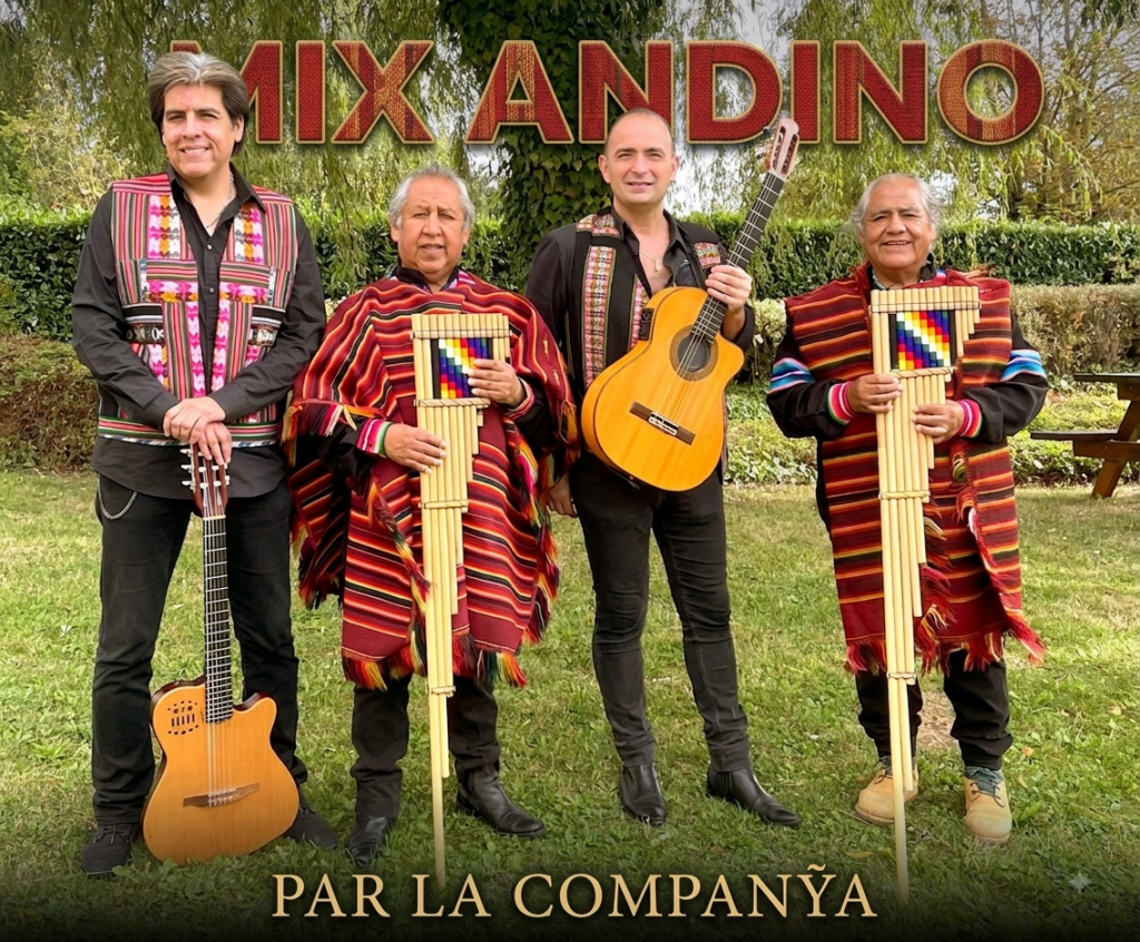 Poster for the group Mixandino by Companÿa – Featuring four musicians and their instruments.